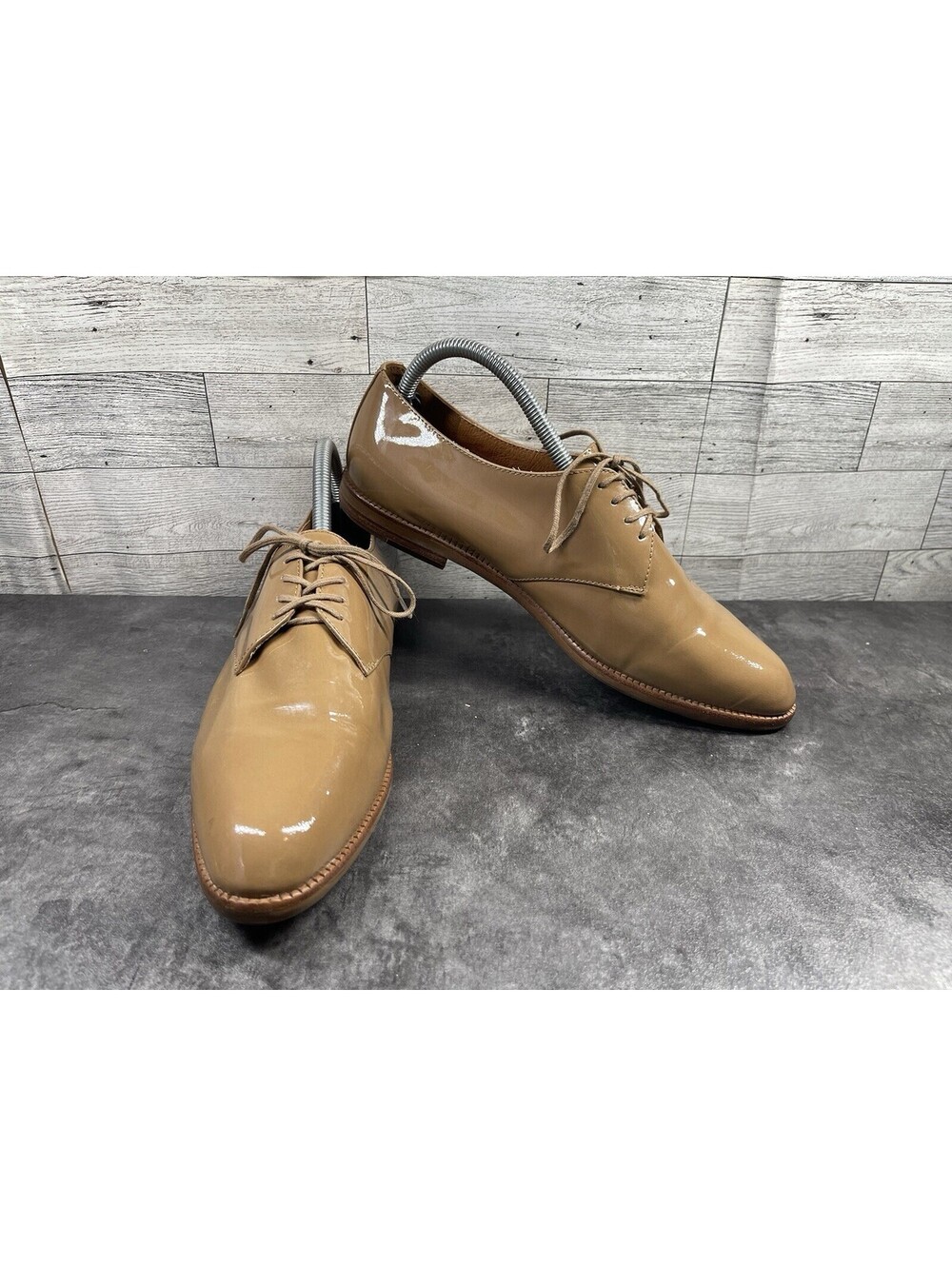 Madewell The Bobbie Dress Oxford Women 9.5M Shoe Brown Patent Leather Work Derby